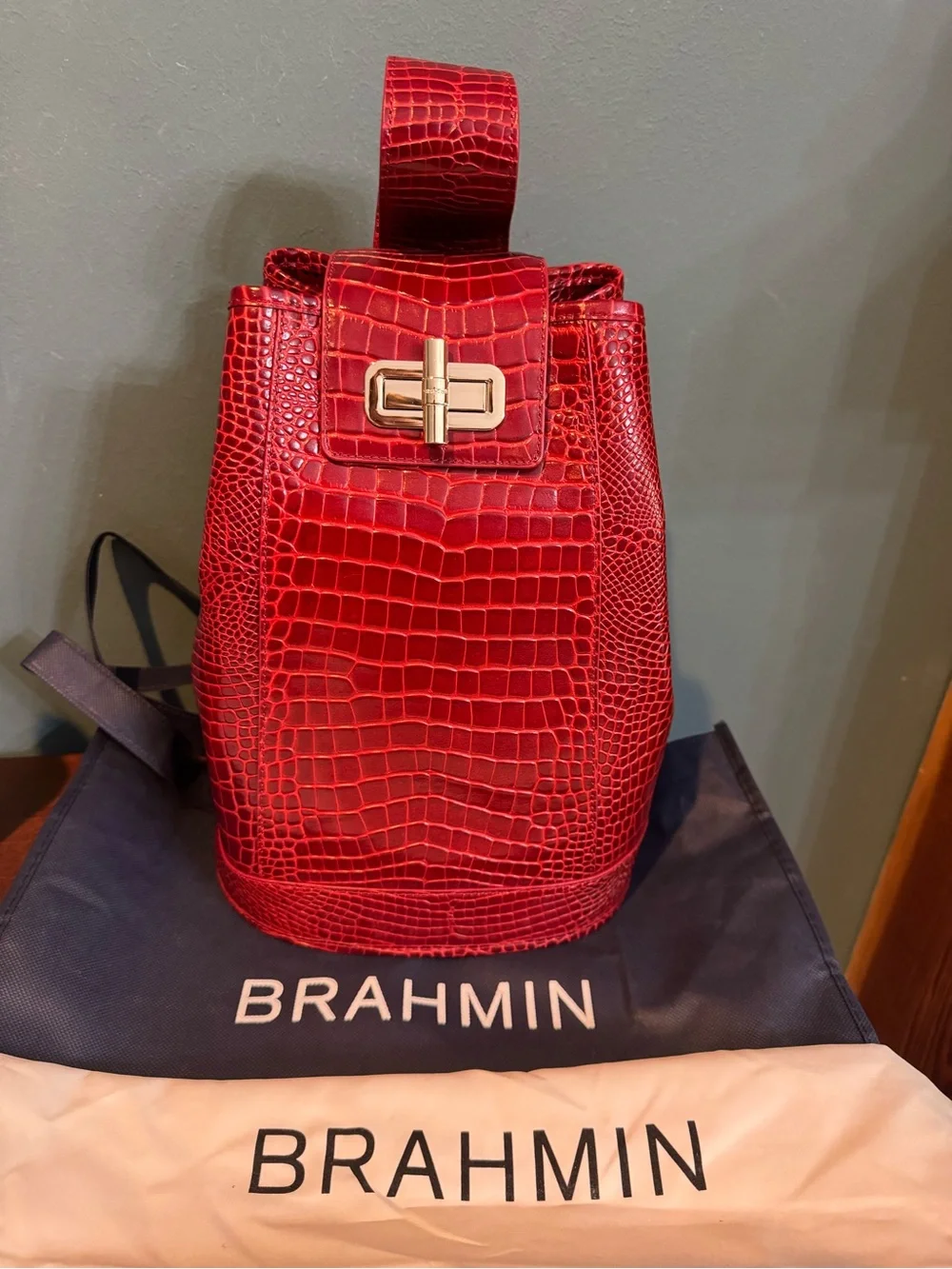 NWT Brahmin Maddie Red Glisandro Sling Bag backpack